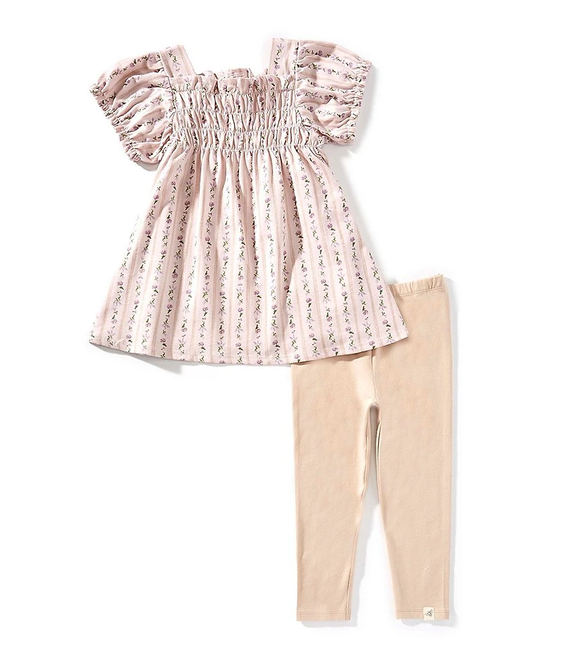Burt's Bees Little Girls Farmhouse Floral Tunic Top & Legging Pants Set