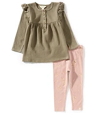 Burt's Bees Little Girls Organic Cotton Budding Beauty Tunic & Pants Set
