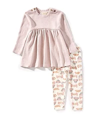 Burt's Bees Little Girls Organic Cotton Chunky Slub Tunic & Boho Butterflies Pants Set