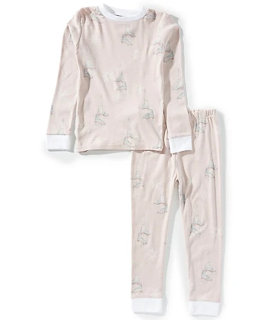 Burt's Bees Little Girls Organic Cotton Long Sleeve Ice Skates Top & Pajama Pants Set