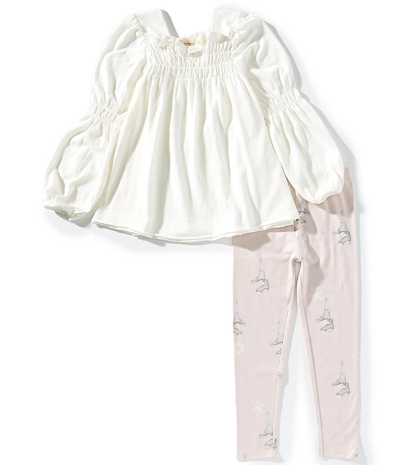Burt's Bees Little Girls Organic Cotton Long Sleeve Ice Skates Tunic & Legging Set