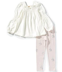 Burt's Bees Little Girls Organic Cotton Long Sleeve Ice Skates Tunic & Legging Set