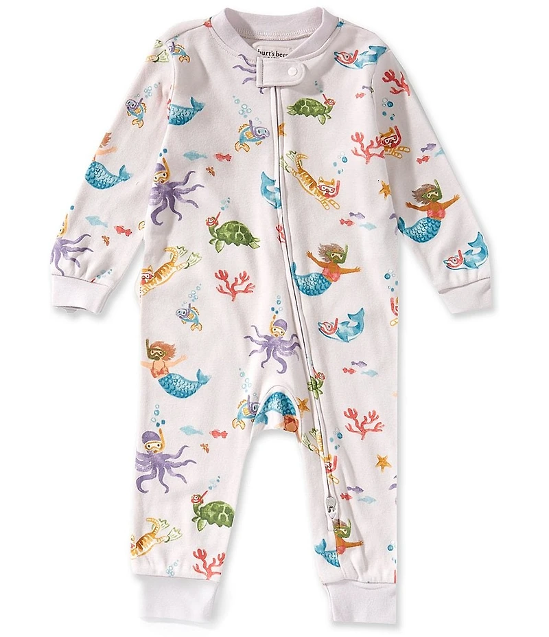 Burt's Bees Baby Girls Long-Sleeve Organic Cotton Snorkel Friends Coverall