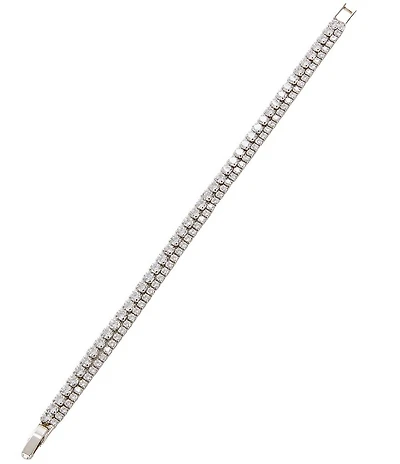 C by Cezanne CZ Two Row Tennis Line Bracelet