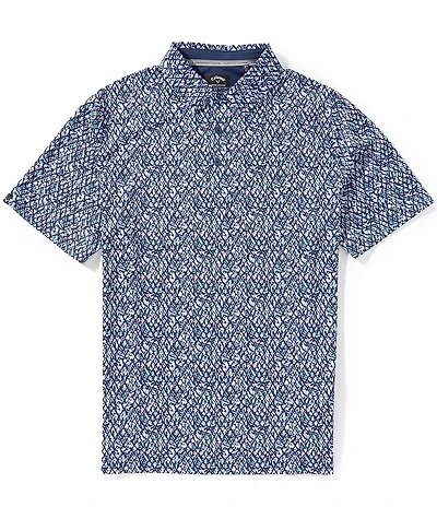 Callaway Big & Tall Multi-Color Palm Geo Print Swing Tech Short Sleeve Golf Polo Shirt