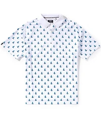 Callaway Short Sleeve Sailboat Sunset Print Golf Polo Shirt