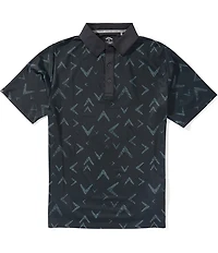 Callaway Short Sleeve Textured Chevron Print Golf Polo Shirt