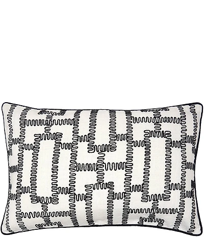 carol & frank Crawford Hand-Stitched Geometric Embroidered Mid-Century Modern Decorative Pillow