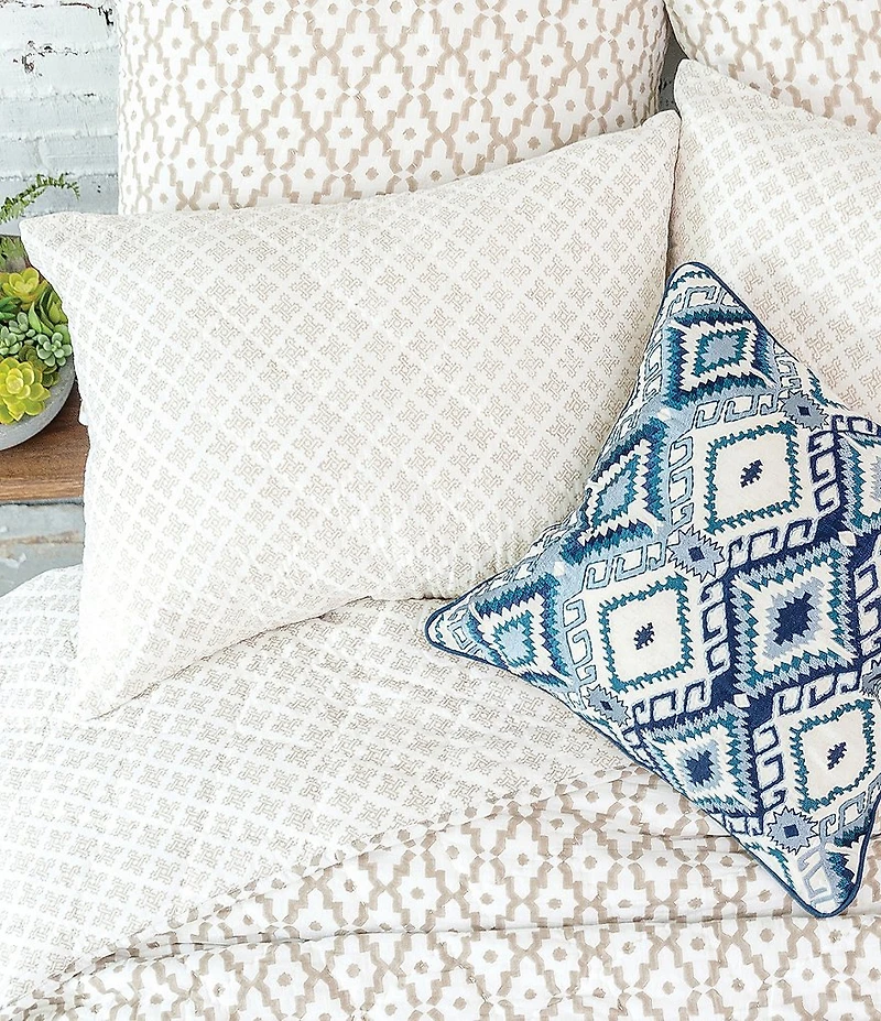 carol & frank Talley Hand-Blocked Square Knot Pattern Pillow Sham