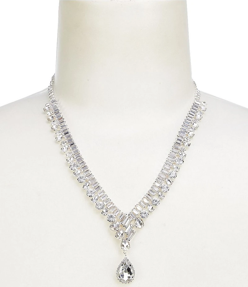 Cezanne Amelia Baguette Chain Teardrop Stone Short Pendant Necklace