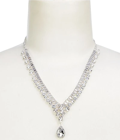 Cezanne Amelia Baguette Chain Teardrop Stone Short Pendant Necklace