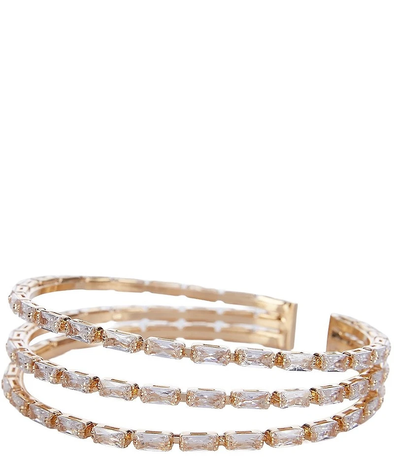 Cezanne Baguette Floating Rows Cuff Bracelet