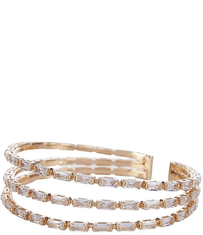 Cezanne Baguette Floating Rows Cuff Bracelet