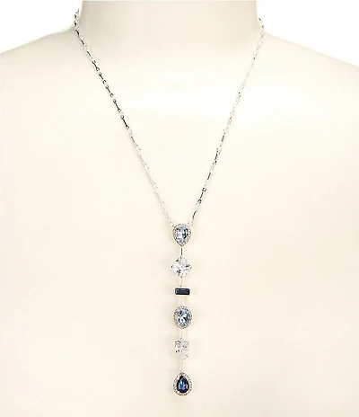 Cezanne Blue Multi Stone Linear Short Strand Y Necklace