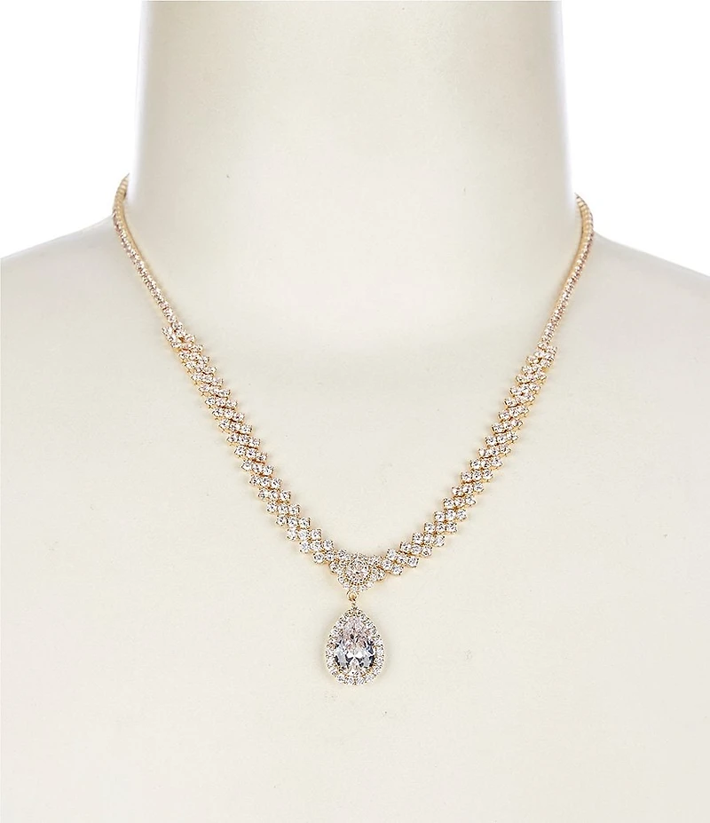 Cezanne C by Cezanne CZ Pear Drop Short Pendant Necklace