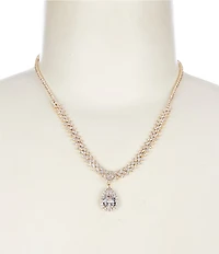 Cezanne C by Cezanne CZ Pear Drop Short Pendant Necklace