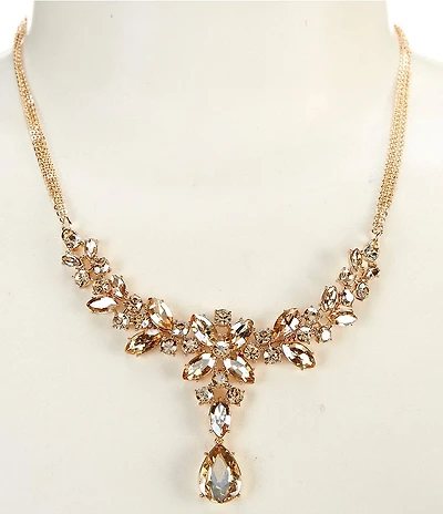 Cezanne Champagne Multi Stone Flower Frontal Collar Necklace