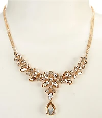 Cezanne Champagne Multi Stone Flower Frontal Collar Necklace