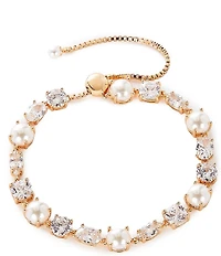 Cezanne Crystal CZ & Pearl Adjustable Bracelet