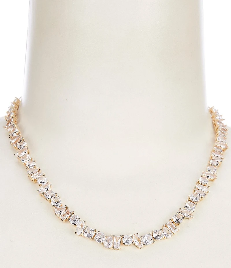 Cezanne Crystal CZ Multi Shape Stone Frontal Collar Necklace