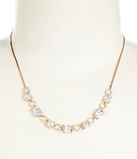 Cezanne Crystal CZ Oval & Cushion Square Stone Frontal Collar Necklace