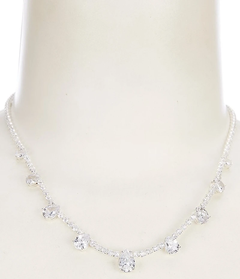 Cezanne Crystal CZ Rhinestone Teardrop Stone Collar Necklace