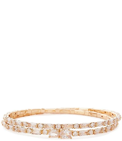 Cezanne Crystal CZ Round & Baguette Stone Coil Bracelet