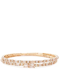 Cezanne Crystal CZ Round & Baguette Stone Coil Bracelet