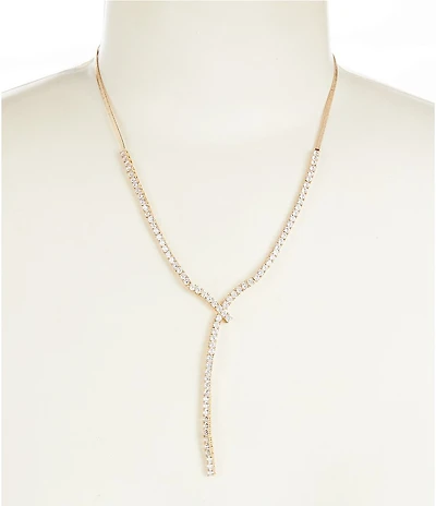 Cezanne Crystal CZ Round Stone Y Short Chain Collar Necklace
