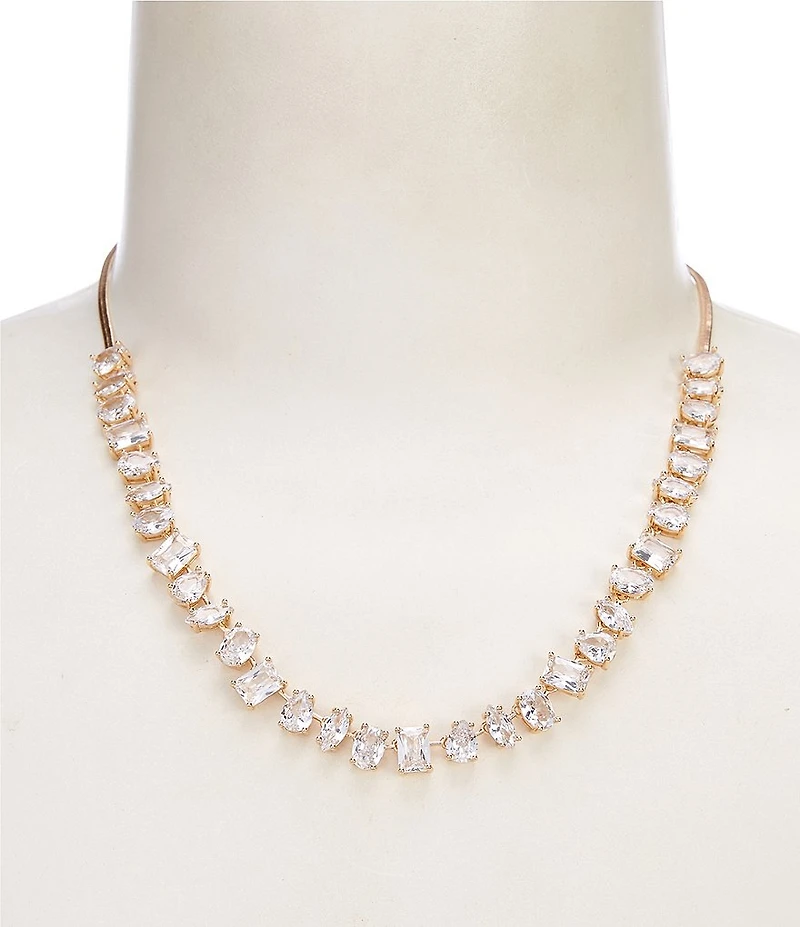 Cezanne Rhinestone Multi Shape Frontal Short Collar Necklace