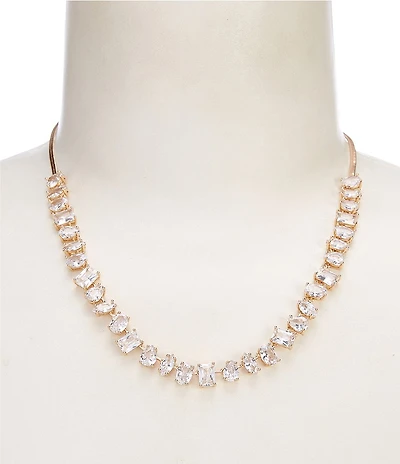 Cezanne Rhinestone Multi Shape Frontal Short Collar Necklace