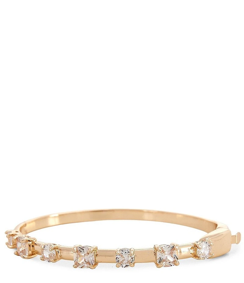 Cezanne Crystal CZ Stone Polished Metal Bangle Bracelet