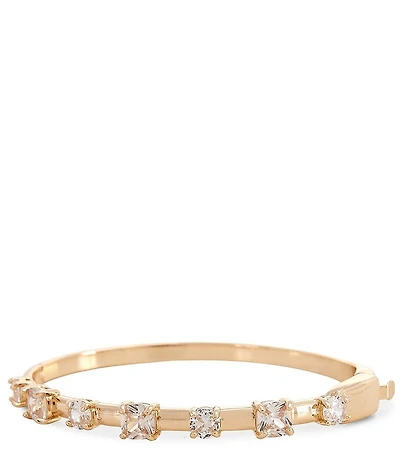 Cezanne Crystal CZ Stone Polished Metal Bangle Bracelet