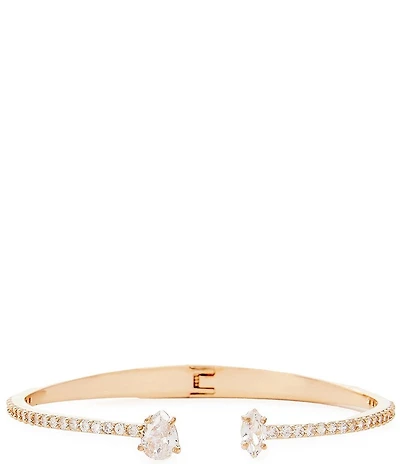 Cezanne Crystal CZ Teardrop & Navette Stone Delicate Wire Pave Hinge Bracelet