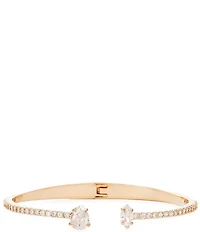 Cezanne Crystal CZ Teardrop & Navette Stone Delicate Wire Pave Hinge Bracelet