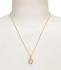 Cezanne Crystal CZ Teardrop Pave Halo Short Pendant Necklace