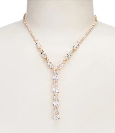 Cezanne Crystal CZ Teardrop Stone Rhinestone Y Necklace