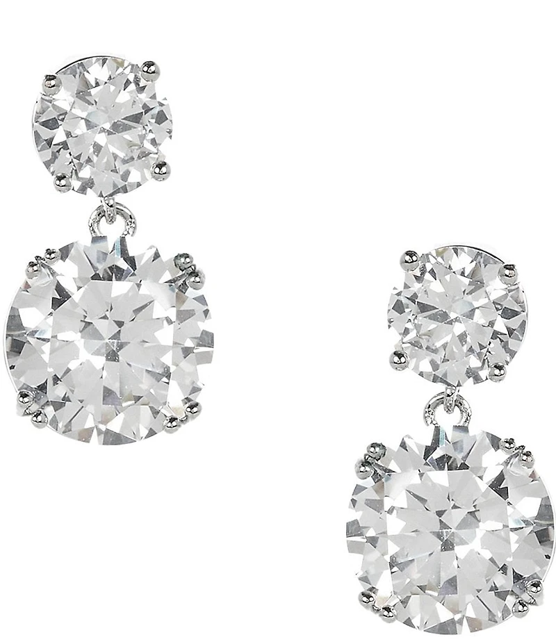 Cezanne Crystal Double Round Stone Drop Earrings