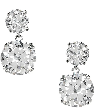 Cezanne Crystal Double Round Stone Drop Earrings
