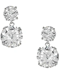 Cezanne Crystal Double Round Stone Drop Earrings