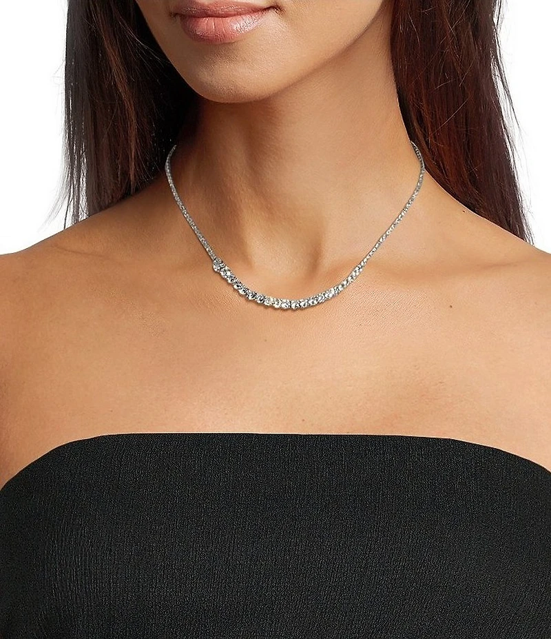 Cezanne Crystal Graduating Round Stone Frontal Collar Necklace