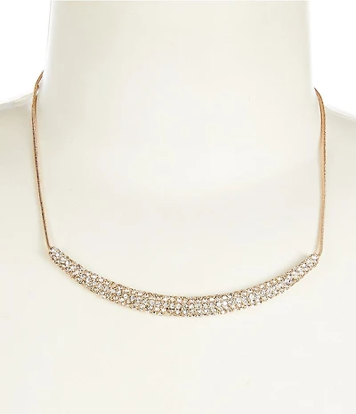 Cezanne Crystal Pave Domed Bar Short Snake Chain Collar Necklace