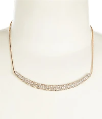 Cezanne Crystal Pave Domed Bar Short Snake Chain Collar Necklace