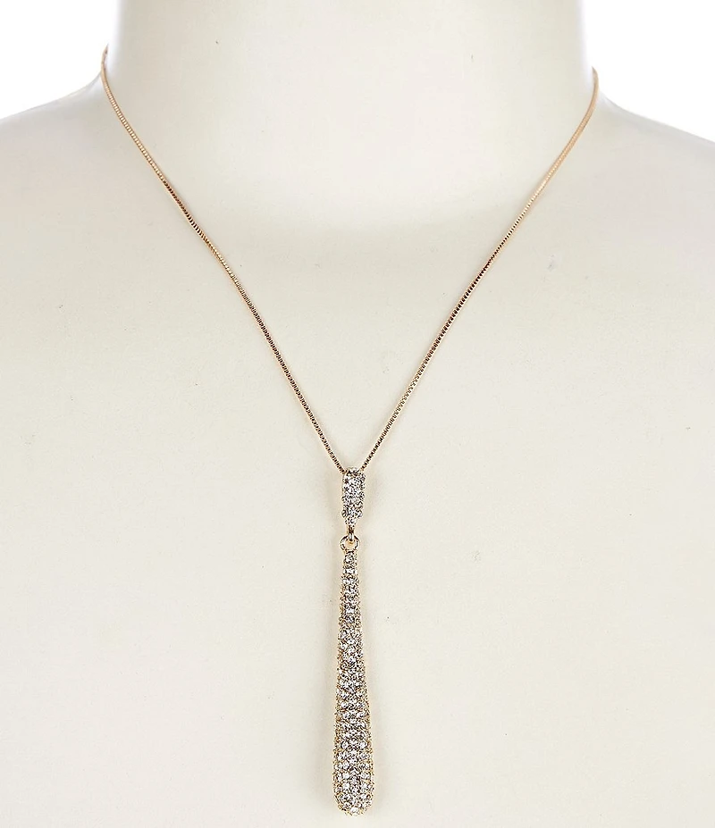 Cezanne Crystal Pave Domed Stick Short Pendant Necklace