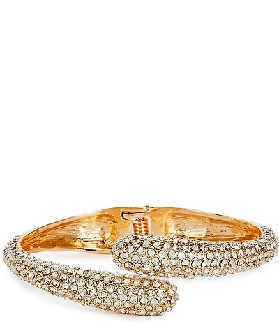 Cezanne Crystal Pave Domed Tapered Oval Metal Hinge Bracelet