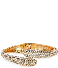 Cezanne Crystal Pave Domed Tapered Oval Metal Hinge Bracelet
