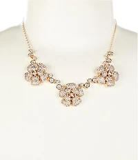 Cezanne Crystal Pave Flower Frontal Short Strand Collar Necklace