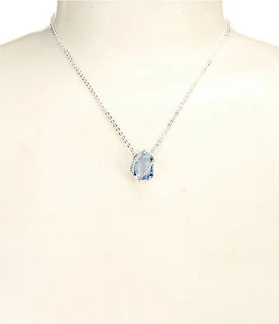 Cezanne Crystal Pave Light Denim Rectangle Stone Short Pendant Necklace