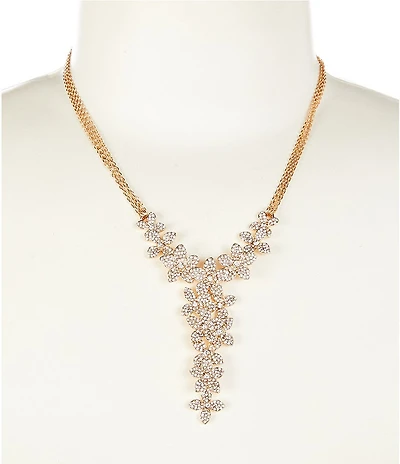 Cezanne Crystal Pave Multi Flower Y Necklace