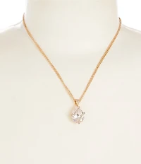 Cezanne Crystal Pave Teardrop Charm Drop Two Row Chain Short Pendant Necklace